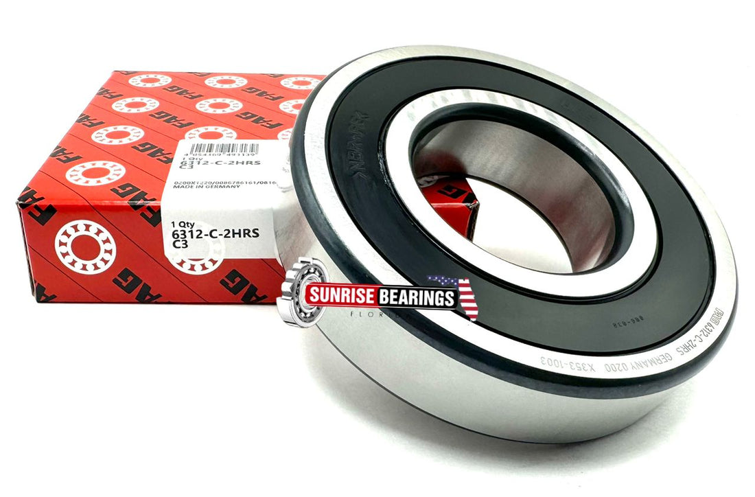 FAG  6312 2Hrs C3 Deep Groove Ball Bearing, Rubber Sealed 60X130X31 Mm 6312-2Rs