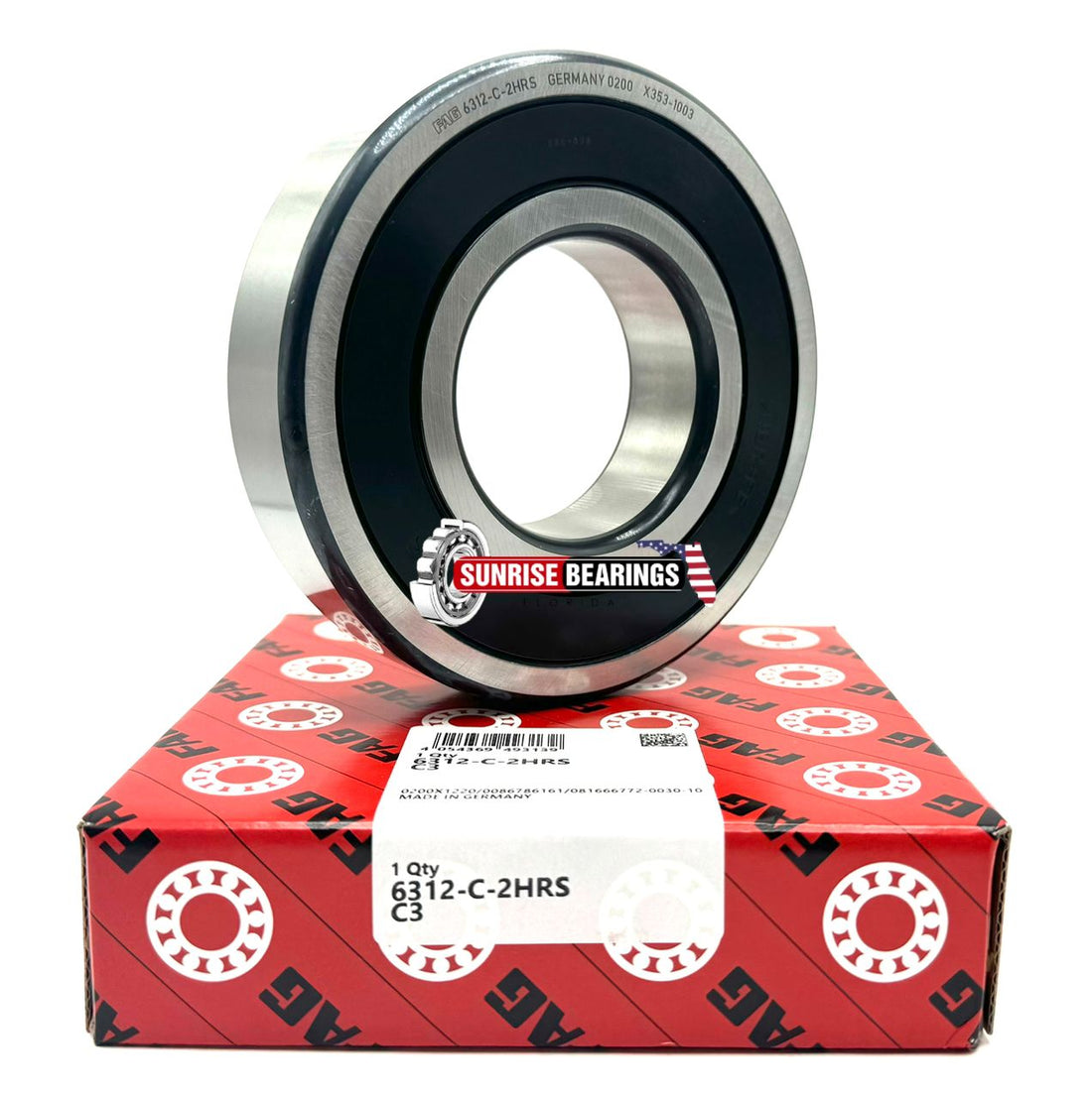 FAG  6312 2Hrs C3 Deep Groove Ball Bearing, Rubber Sealed 60X130X31 Mm 6312-2Rs