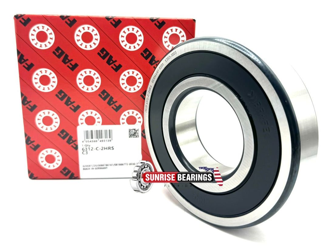 FAG  6312 2Hrs C3 Deep Groove Ball Bearing, Rubber Sealed 60X130X31 Mm 6312-2Rs