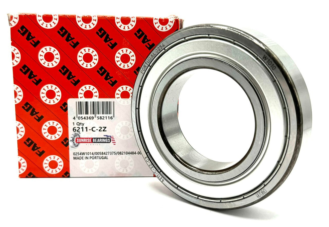 FAG 6211 ZZ C4 DEEP GROOVE BALL BEARING, METAL SHIELDED 55x100x21 mm