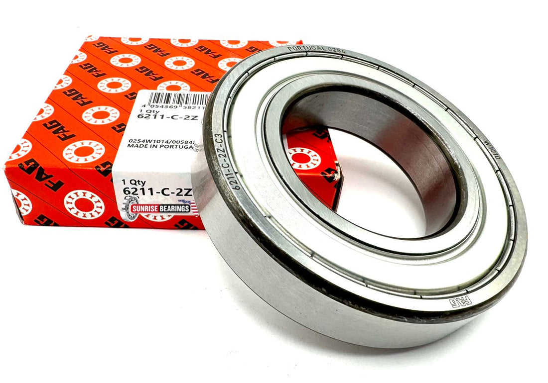 FAG 6211 ZZ C4 DEEP GROOVE BALL BEARING, METAL SHIELDED 55x100x21 mm