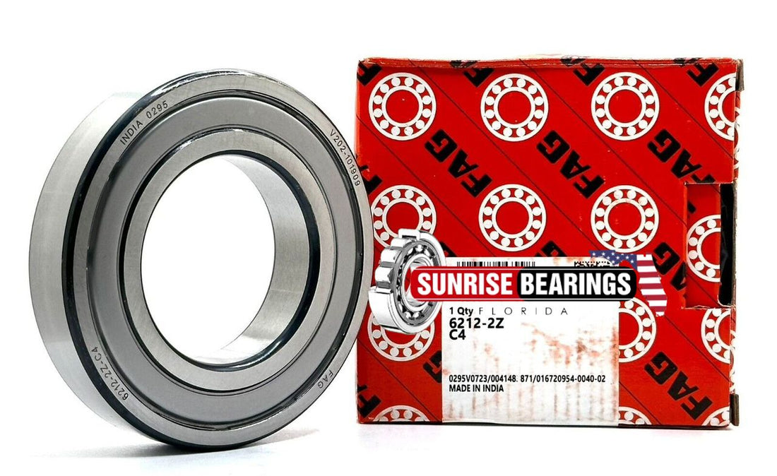 Fag 6212 Zz C4 Deep Groove Ball Bearing, Metal Shielded 60X110X22 mm 2Z