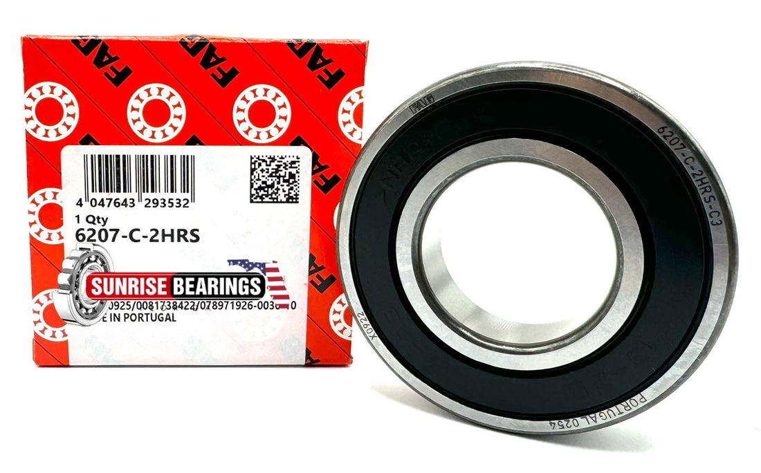 FAG 6207 2HRS C3 DEEP GROOVE BALL BEARING RUBBER SEALED 35x72x17 mm 6207 2RS C3