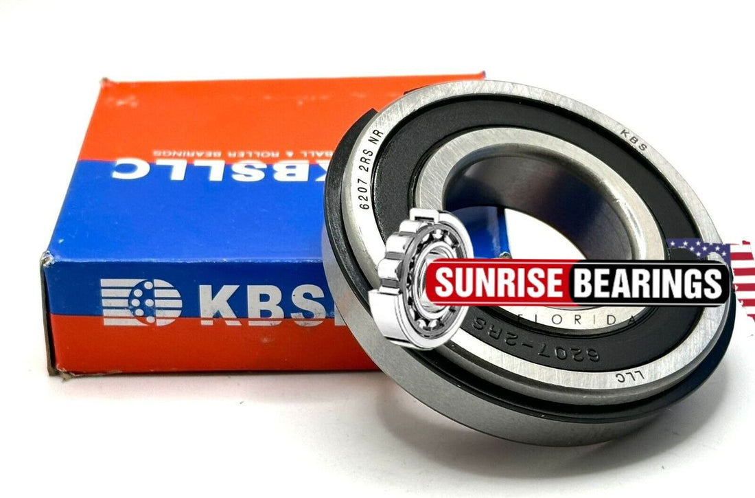 KBS 6207 2RS NR BALL BEARING, RUBBER SEALED + SNAP RING 35x72x17mm