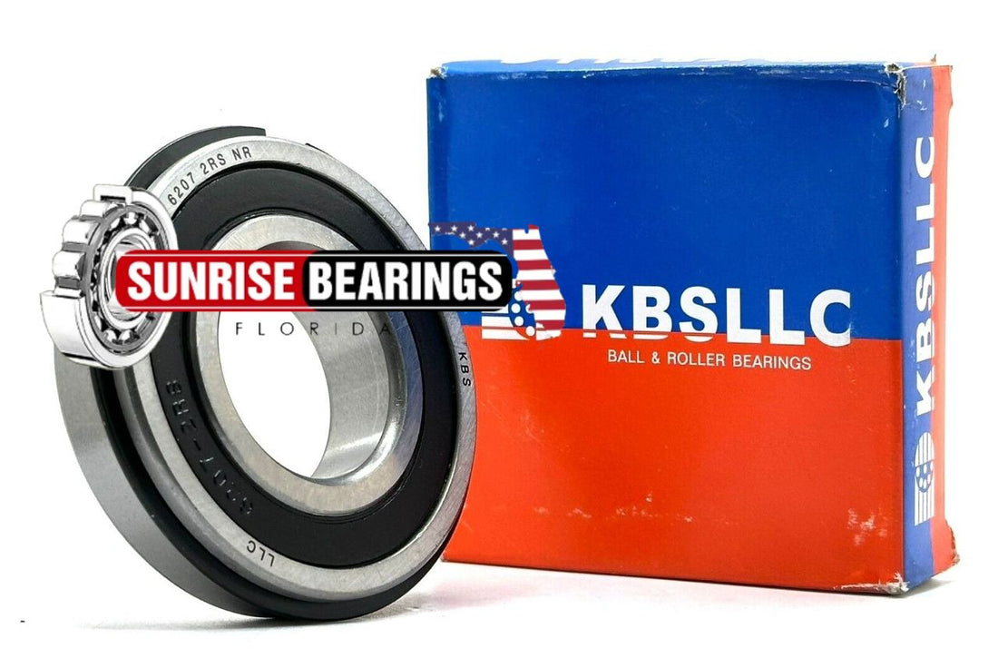 KBS 6207 2RS NR BALL BEARING, RUBBER SEALED + SNAP RING 35x72x17mm