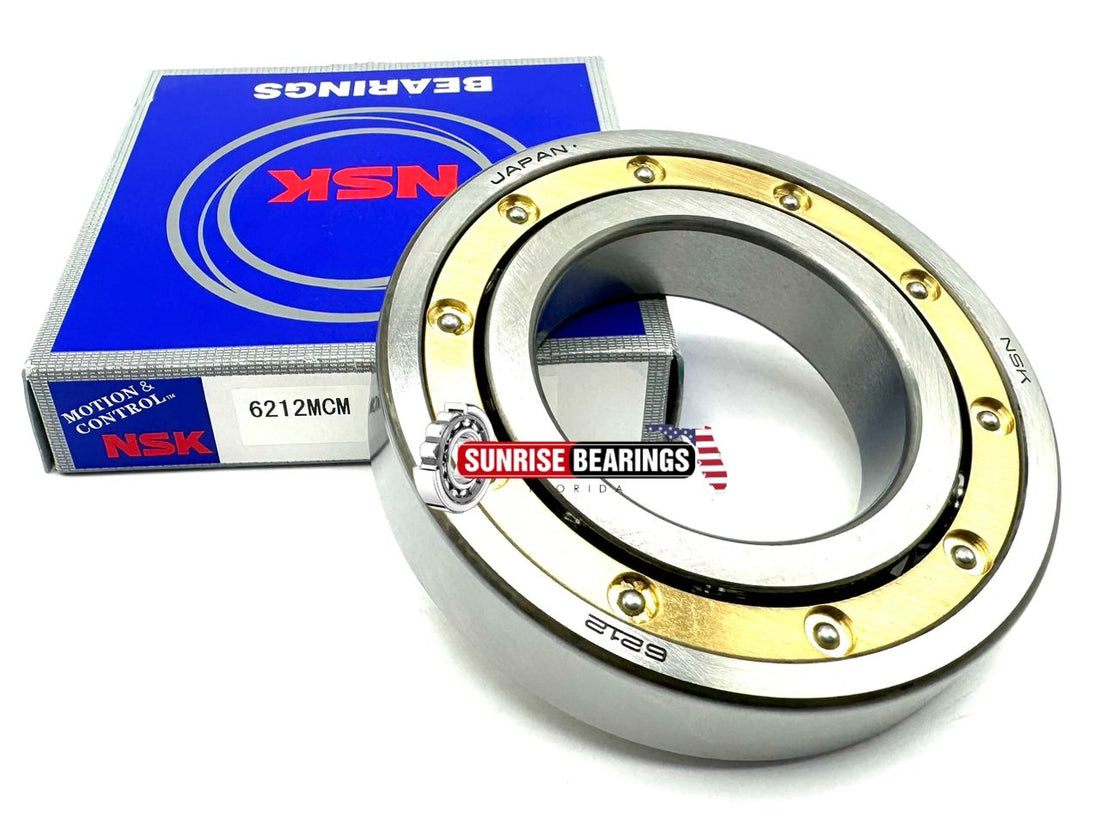 NSK Japan 6212 M Cm Ball Bearing, Open Type, No Seals, Brass Cage 60X110X22 mm