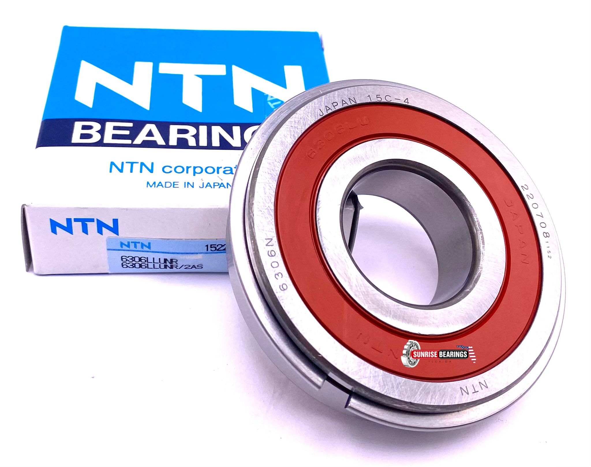 NTN Japan 6306 LLU NR Ball Bearing, Rubber Sealed + Snap Ring 2RS