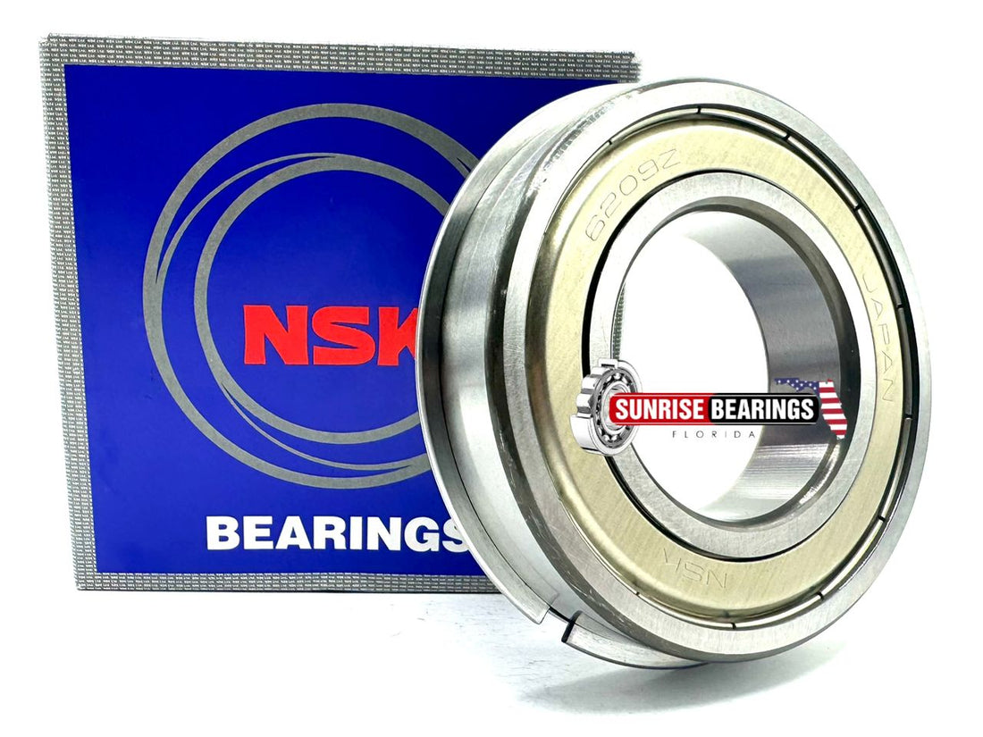 NSK 6209 ZZ NR BALL BEARING, METAL SHIELDED + SNAP RING 45x85x19 mm