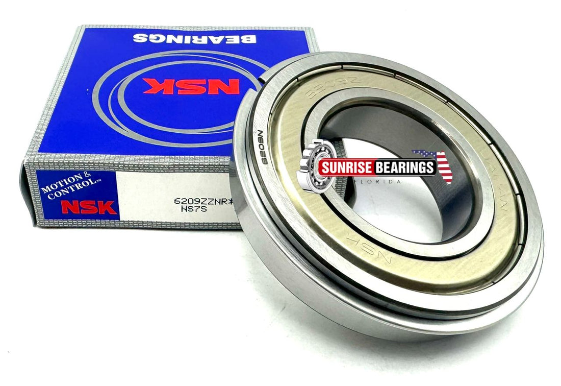 NSK 6209 ZZ NR BALL BEARING, METAL SHIELDED + SNAP RING 45x85x19 mm