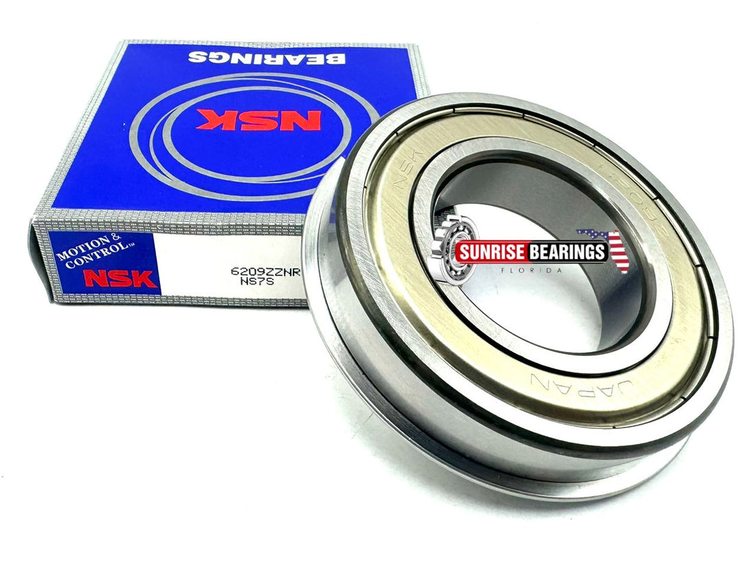 NSK 6209 ZZ NR BALL BEARING, METAL SHIELDED + SNAP RING 45x85x19 mm
