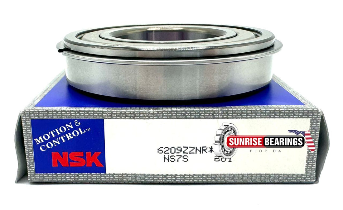 NSK 6209 ZZ NR BALL BEARING, METAL SHIELDED + SNAP RING 45x85x19 mm