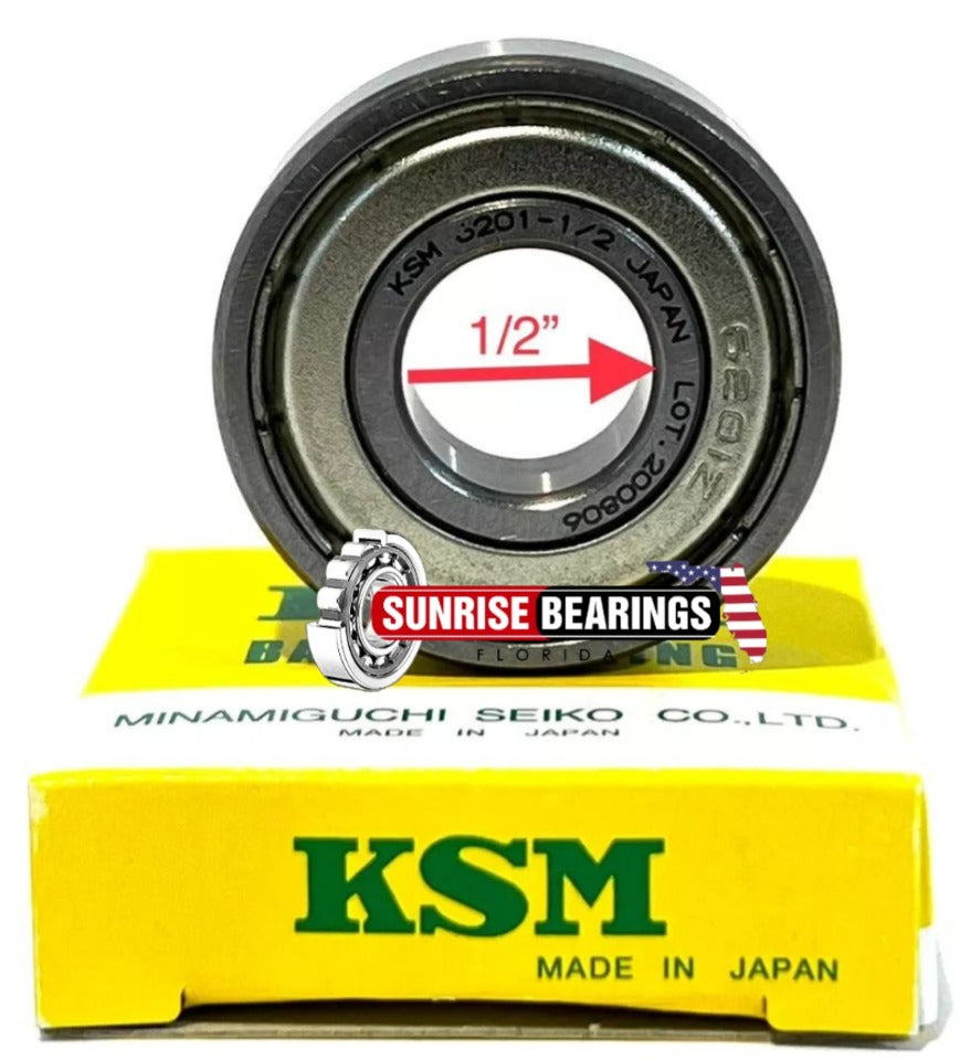 KSM JAPAN  6201 8 ZZ Ball Bearing  Sealed Bearing 1/2" Inch x 32mm x 10 mm