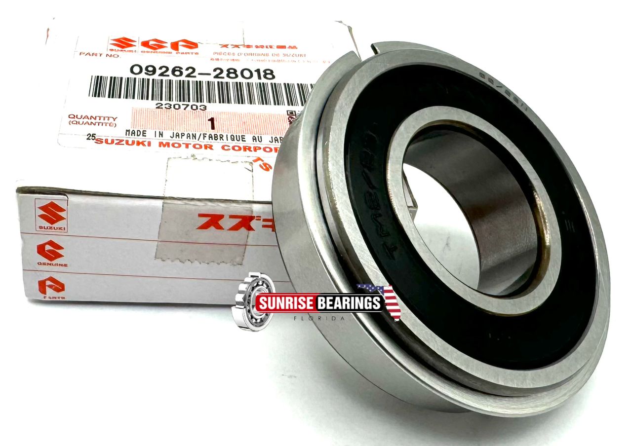 Genuine Suzuki Bearing 09262-28018, Rubber Sealed + Snap Ring