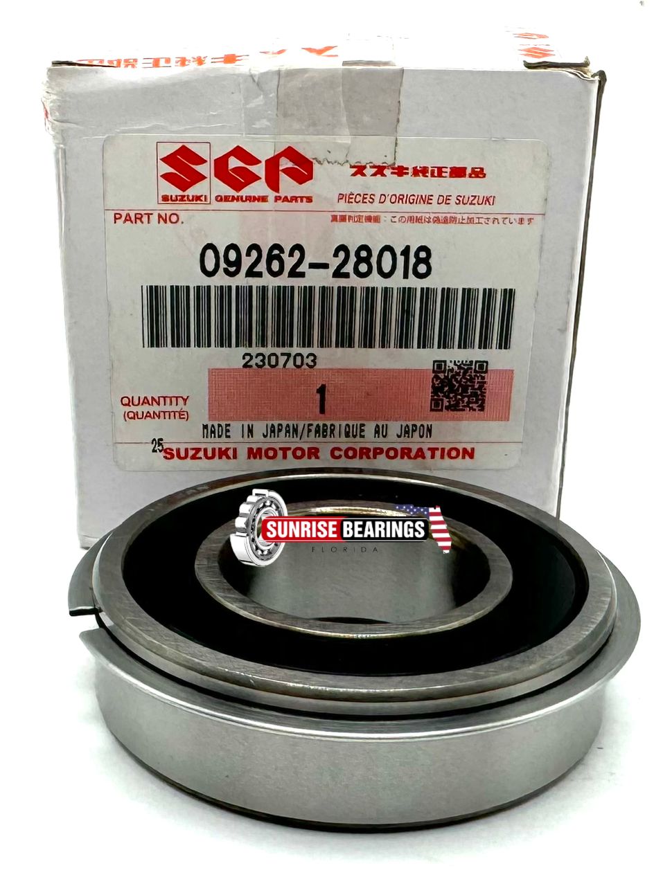 Genuine Suzuki Bearing 09262-28018, Rubber Sealed + Snap Ring 28x58x16 mm