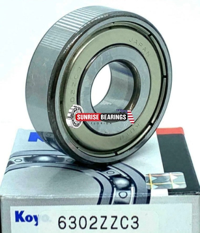 KOYO Japan 6302 ZZ C3 Deep Groove Ball Bearing, Metal Shielded 15x42x13 mm