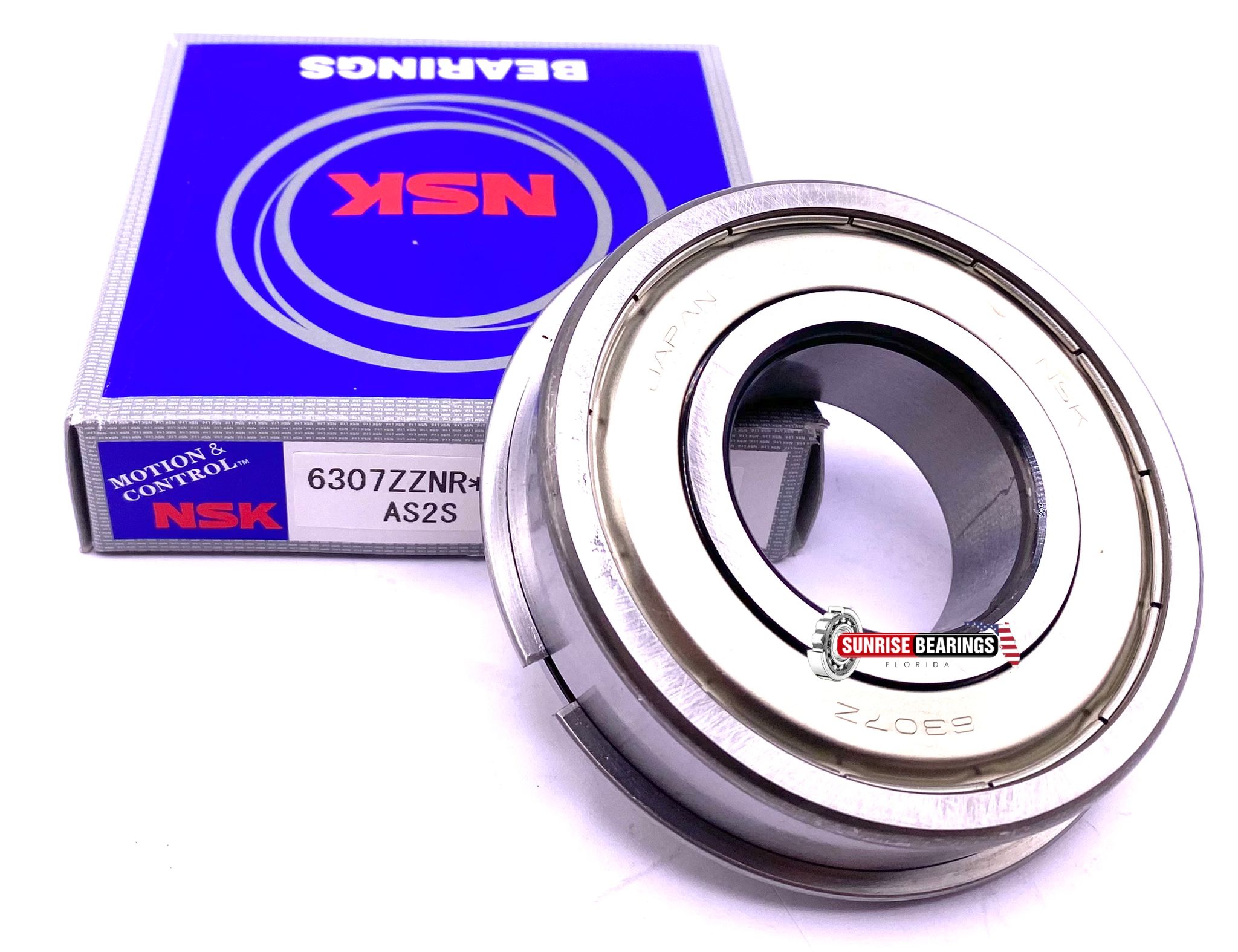 NSK Japan 6307 ZZ NR Deep Groove Ball Bearing + Metal Shields Snap