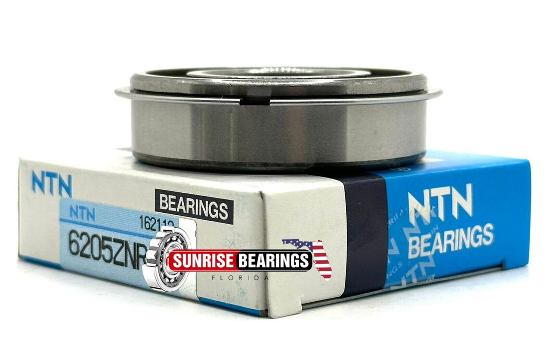 Ntn Japan 6205 Znr Ball Bearing, Metal Shielded One Side + Snap Ring 25X52X15 mm