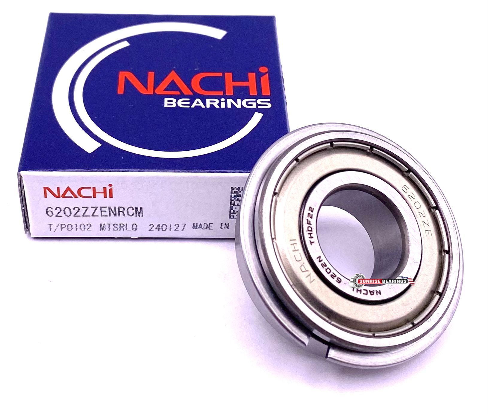 NACHI 6202 ZZ NR Ball Bearing, Metal Shielde + Snap Ring 15x35x11