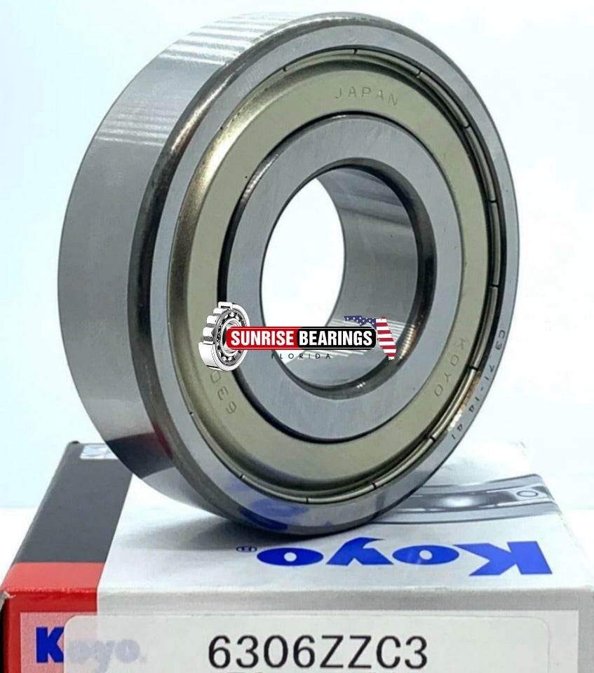 KOYO Japan 6306 ZZ C3 Deep Groove Ball Bearing, Metal Shielded 30x72x19 mm