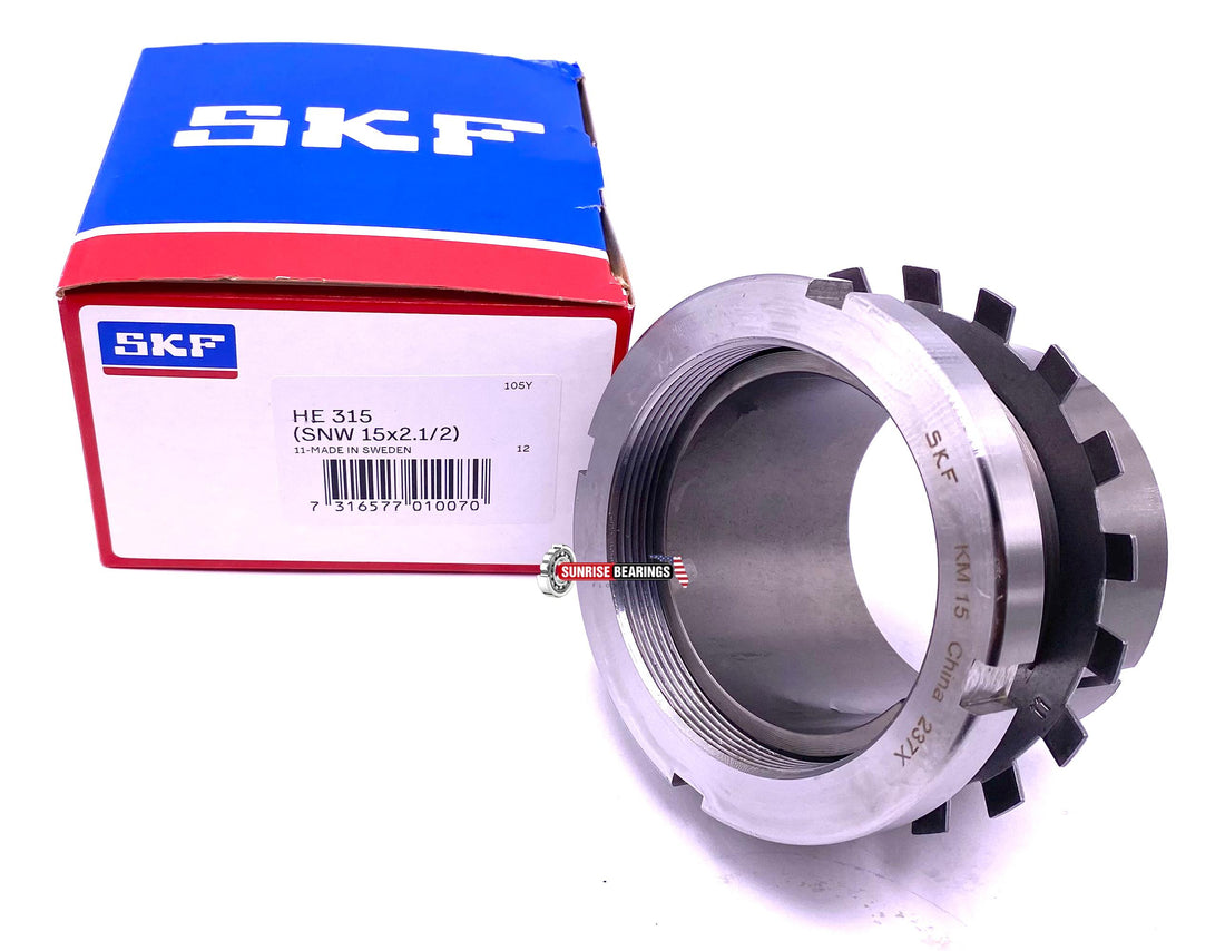 SKF HE 315 Adapter Sleeve For Bearing 2-1/2" Shaft Size, Used With 1200K, 1300K, 2200K and 6300K Series Ball Bearings, 20300K, 21300K and 22200K HE315 63.5x75x55 mm