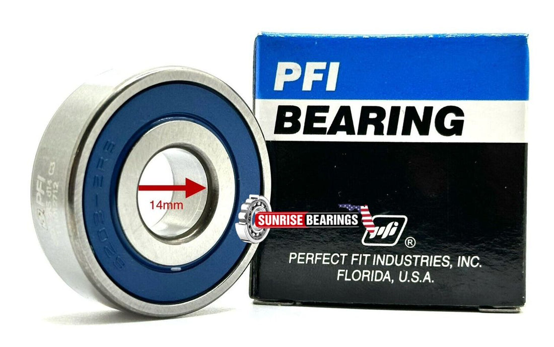 PFI 6203 d14 2RS C3 BALL BEARING, RUBBER SEALED, SPECIAL BORE 14mm