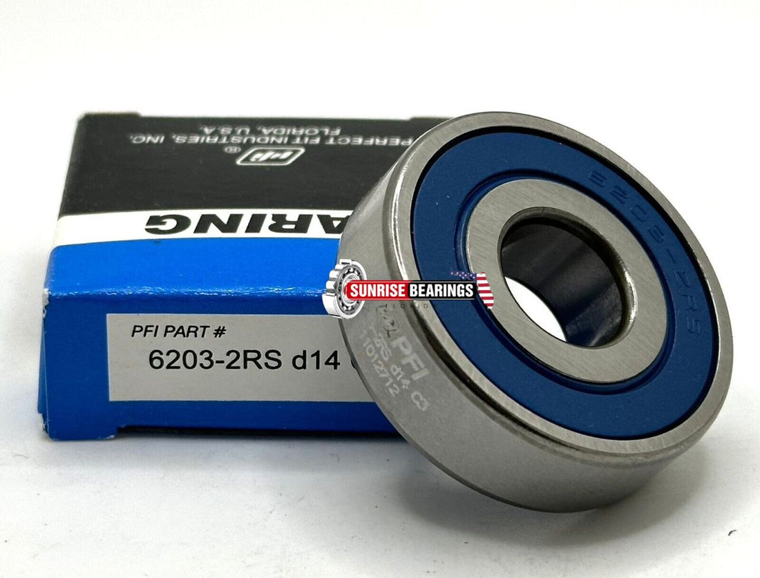 PFI 6203 d14 2RS C3 BALL BEARING, RUBBER SEALED, SPECIAL BORE 14mm