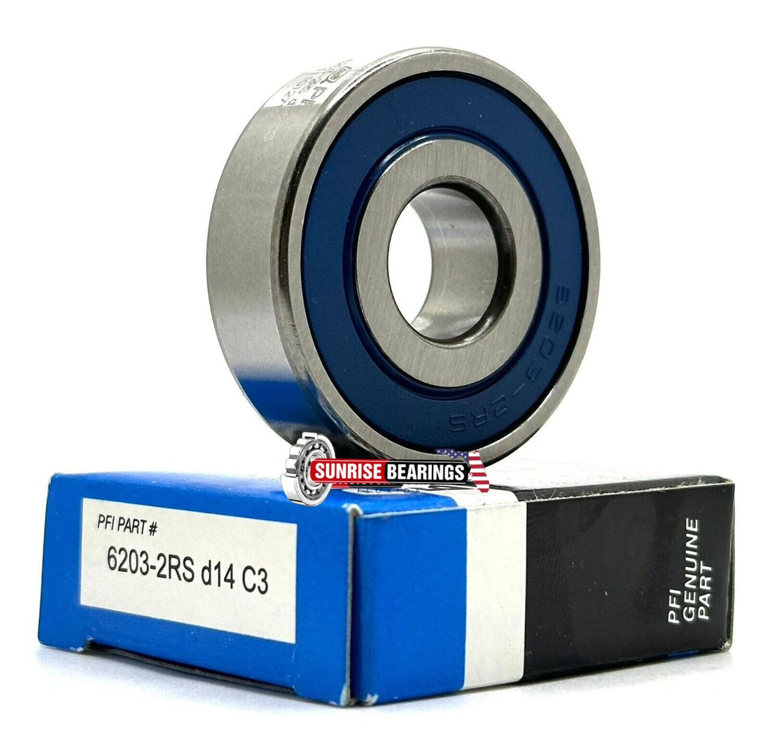 PFI 6203 d14 2RS C3 BALL BEARING, RUBBER SEALED, SPECIAL BORE 14mm