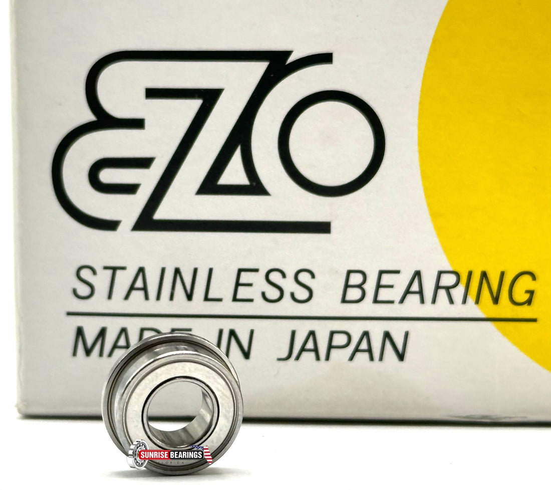 Ezo Fr188 Zz Flanged Ball Bearing Metal Shielded Stainless Steel 1/4"X1/2"X3/16"
