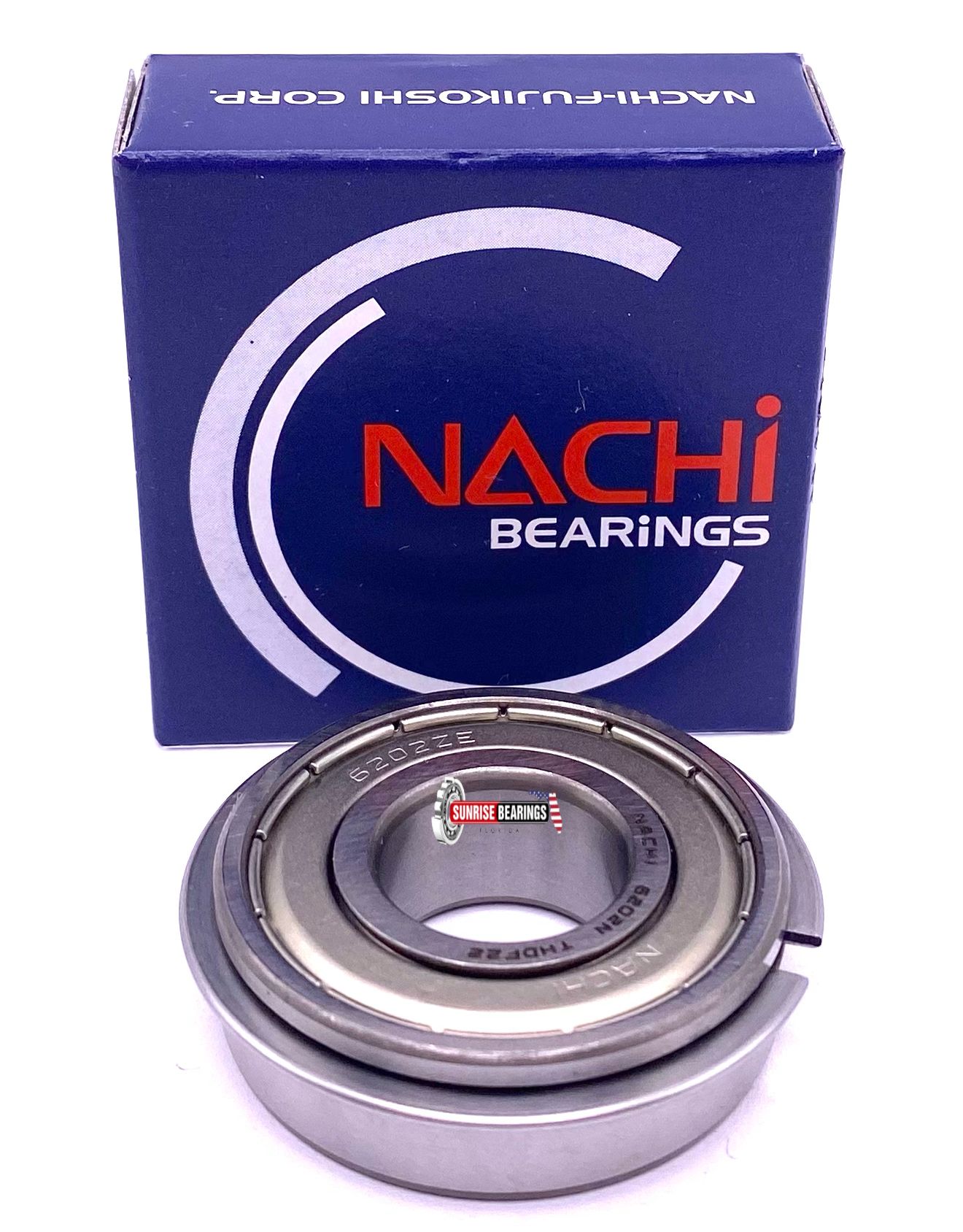 NACHI 6202 ZZ NR Ball Bearing, Metal Shielde + Snap Ring 15x35x11