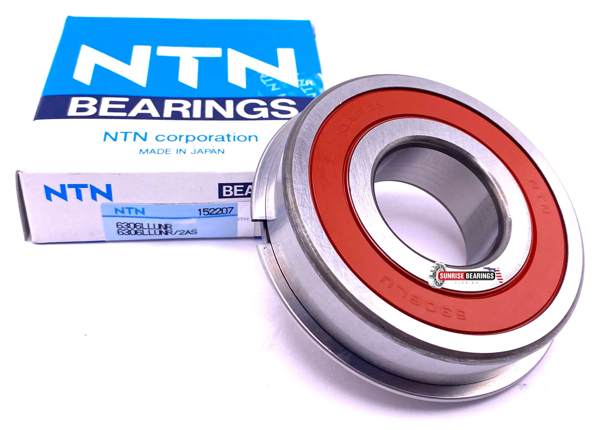 NTN Japan 6306 LLU NR Ball Bearing, Rubber Sealed + Snap Ring 2RS