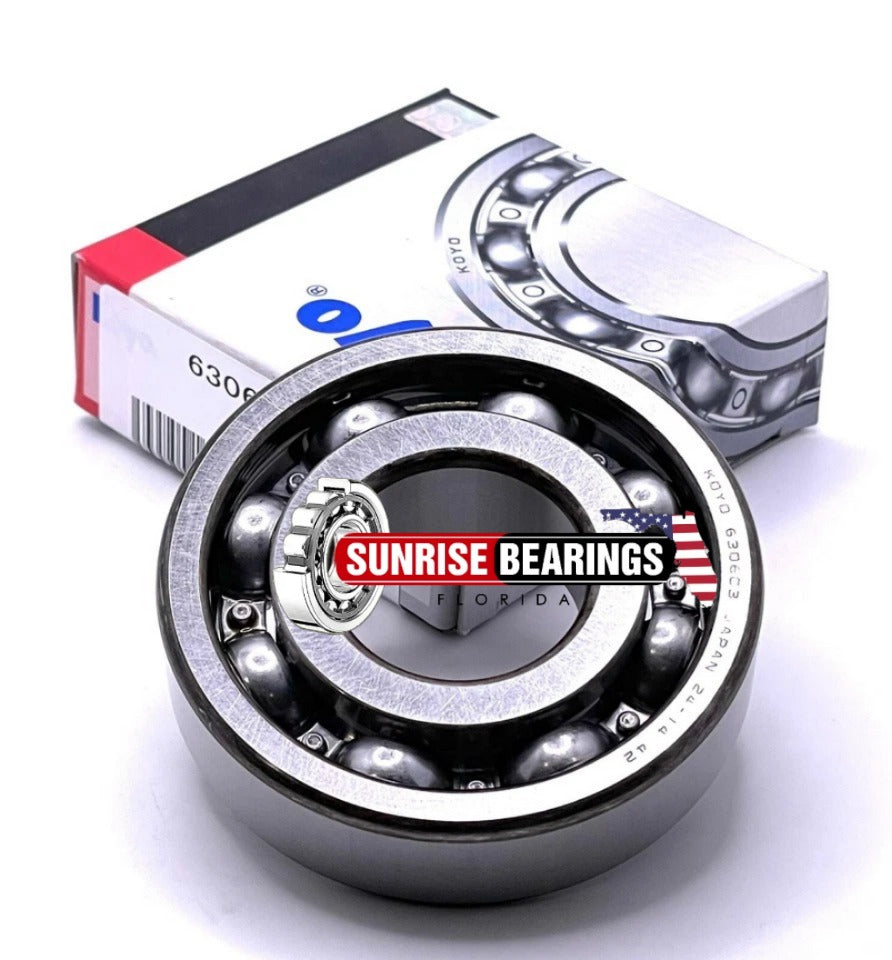 KOYO Japan 6306 C3Deep Groove Ball Bearing, OPEN Type, No Seals 30x72x19 mm