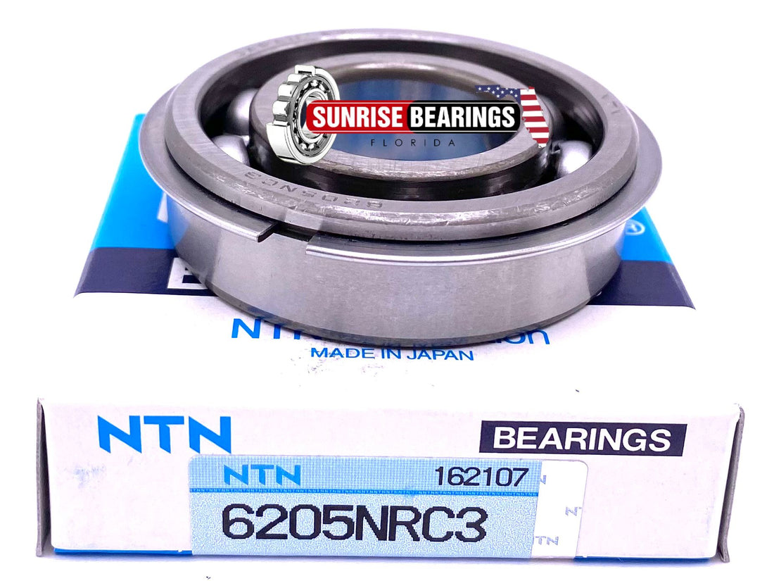 NTN Japan 6205 NR C3 Ball Bearing, Open Type + Snap Ring 25x52x15 mm