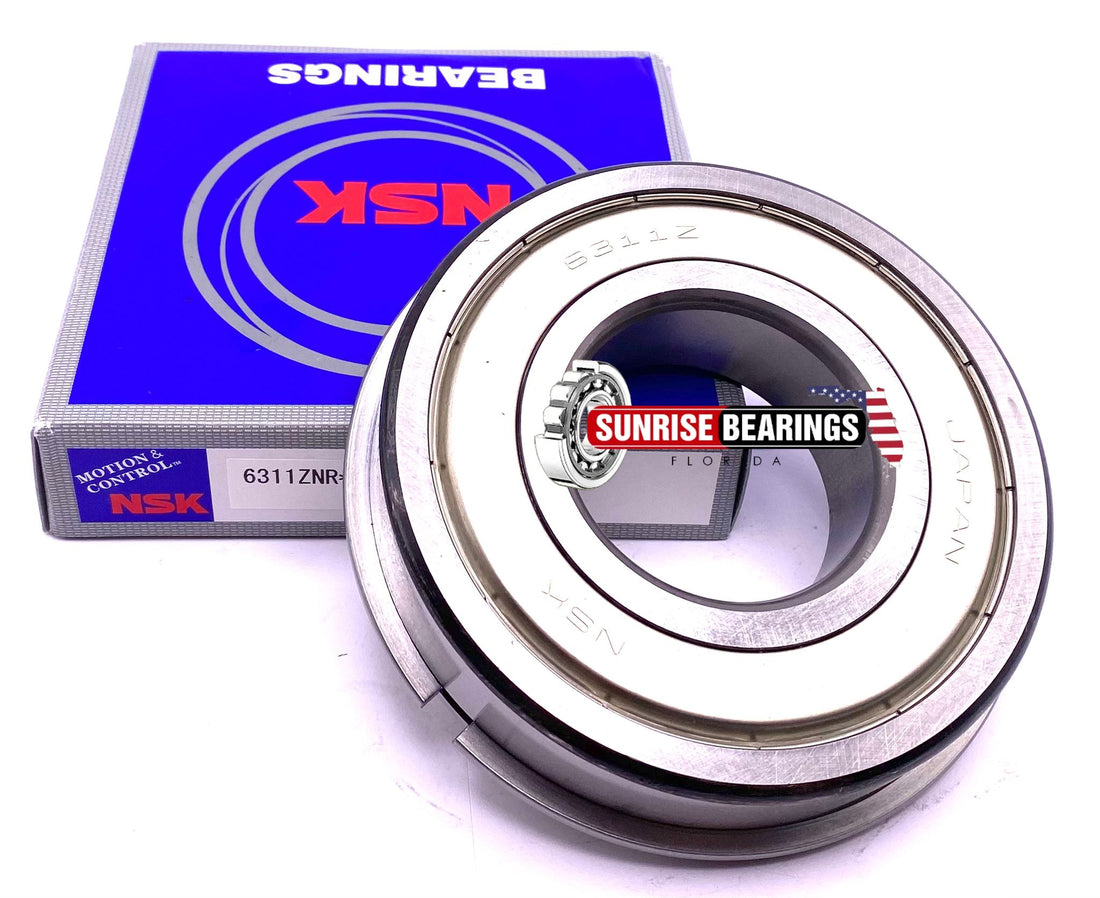 NSK 6311 Z NR Ball Bearing, Metal Shielded One Side + Snap Ring 55x120x29 mm
