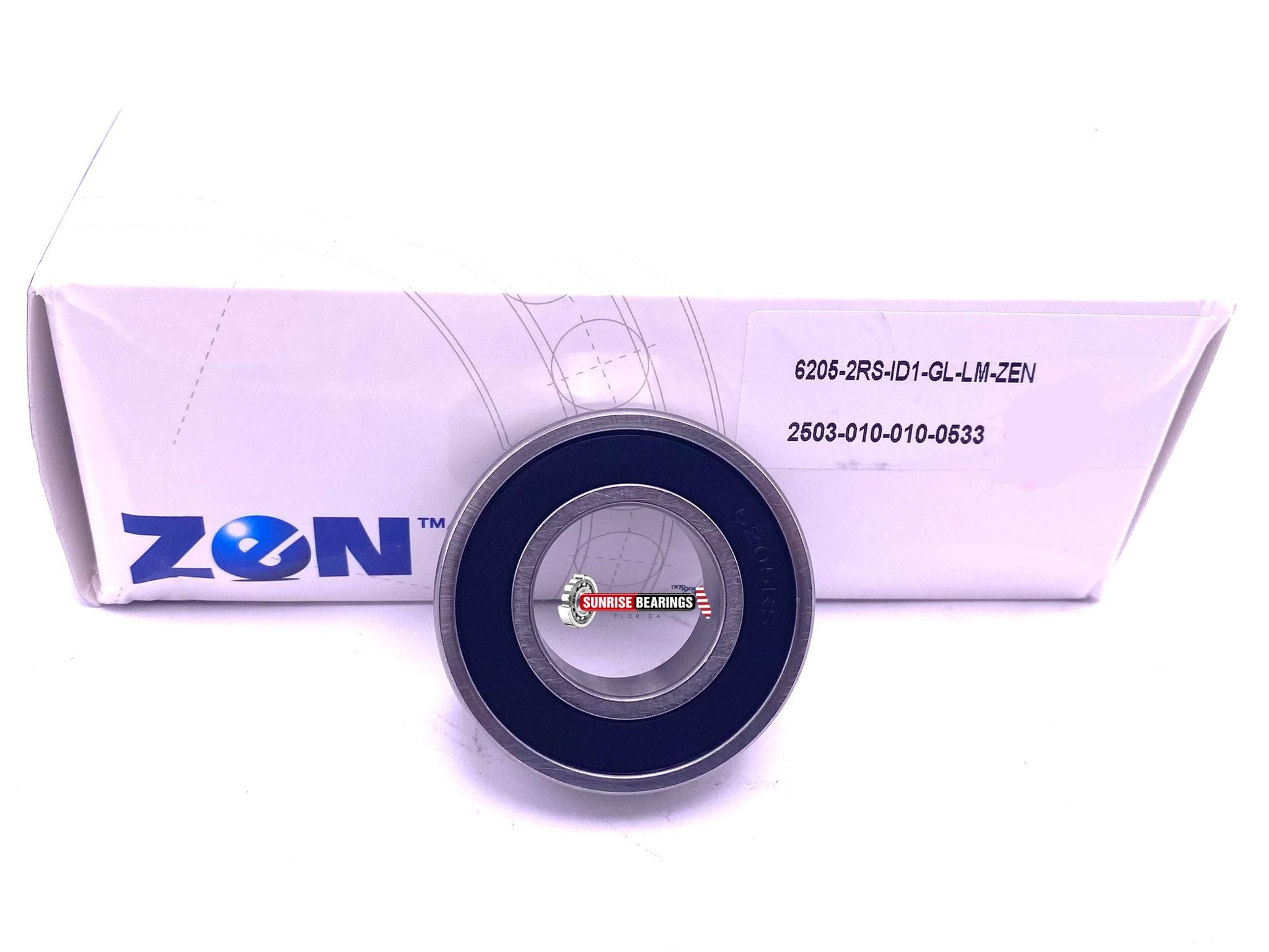 ZEN 6205-16 2RS Ball Bearing, Rubber Sealed, Bore 1