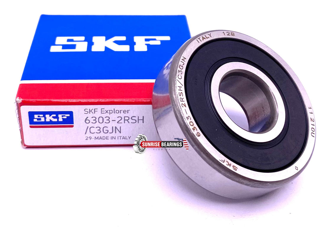 SKF 6303 2RS1 C3 GJN Deep groove Ball Bearing, Rubber Sealed 17x47x14 mm