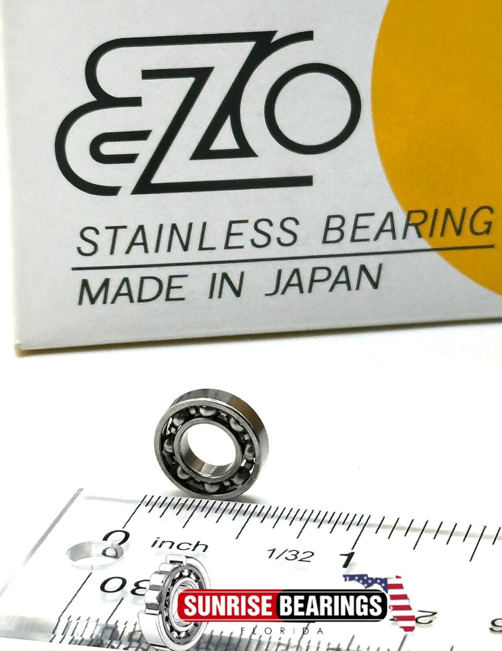 Ezo R188 Deep Groove Ball Bearing, Open Type, No Seals 1/4"X1/2"X1/8" Sr188