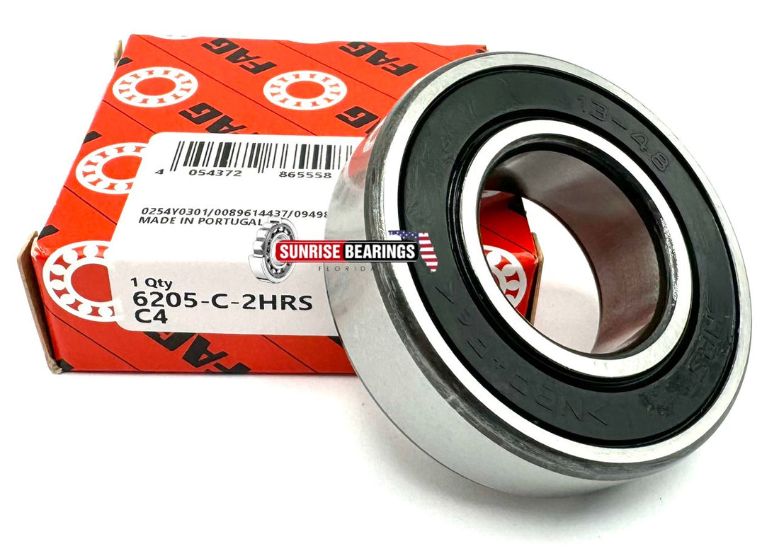 FAG  6205 2Hrs C4 Deep Groove Ball Bearing, Rubber Seals 2Rs 25X52X15 mm