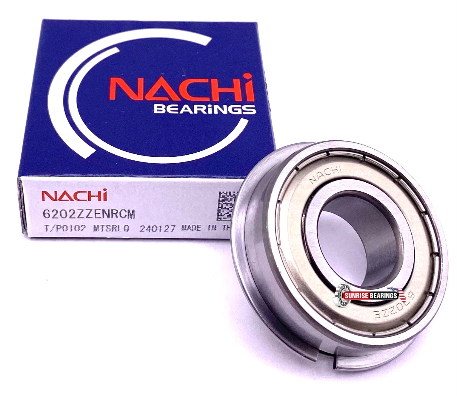 NACHI 6202 ZZ NR Ball Bearing, Metal Shielde + Snap Ring 15x35x11