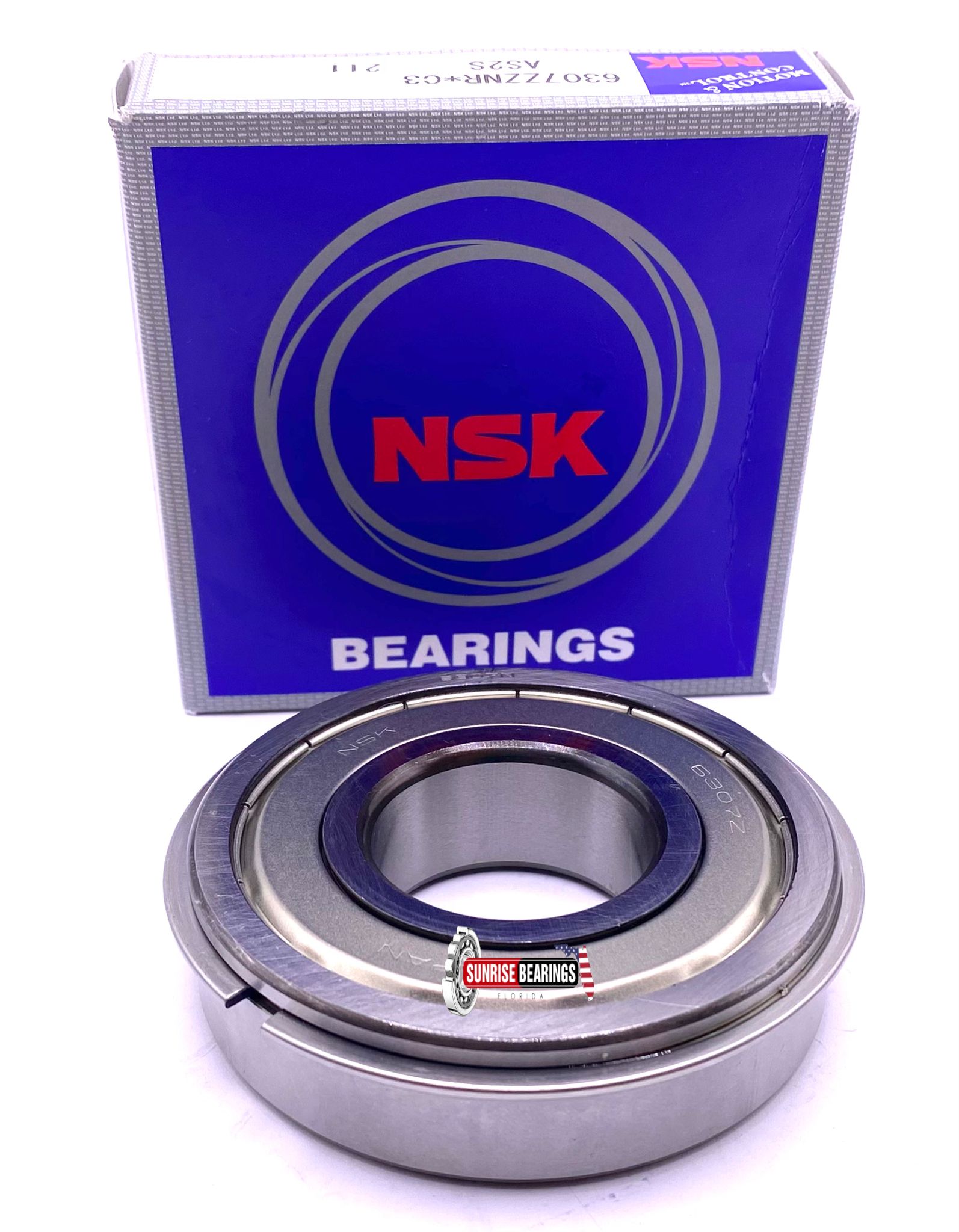 NSK Japan 6307 ZZ NR Deep Groove Ball Bearing + Metal Shields Snap