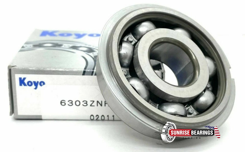 KOYO Japan 6303 ZNR Deep Groove Ball Bearing Open type ,One Side + Snap Ring 17x47x14 mm