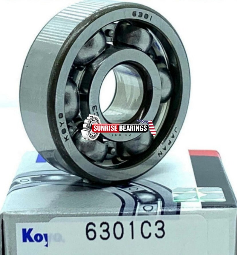 KOYO 6301 C3 Deep Groove Ball Bearing, OPEN Type, No Seals 12x37x12 mm