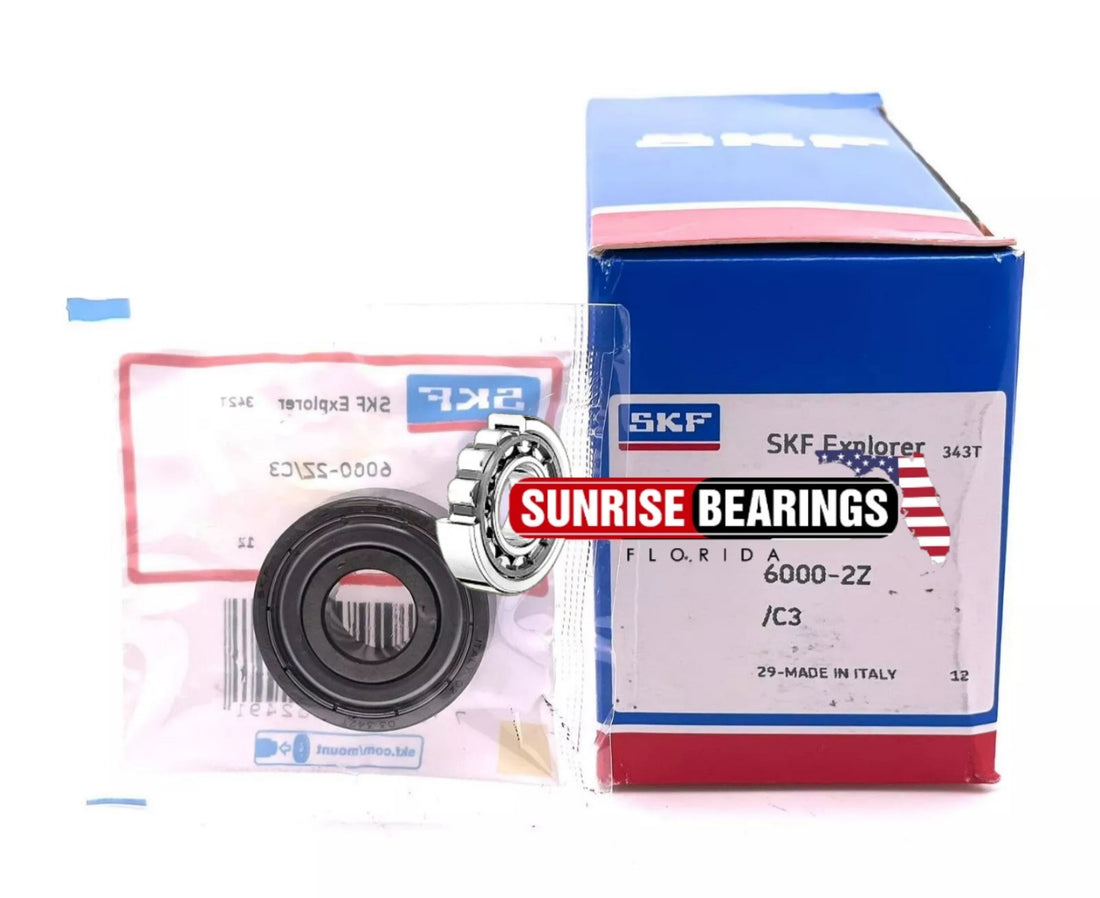 SKF Italy 6000 ZZ Deep Groove Ball Bearing, Metal Shielded 10x26x8 mm