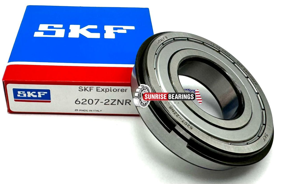 SKF 6207 ZZ NR BALL BEARING, METAL SHIELDED BOTH SIDES + SNAP RING 35x72x17 mm
