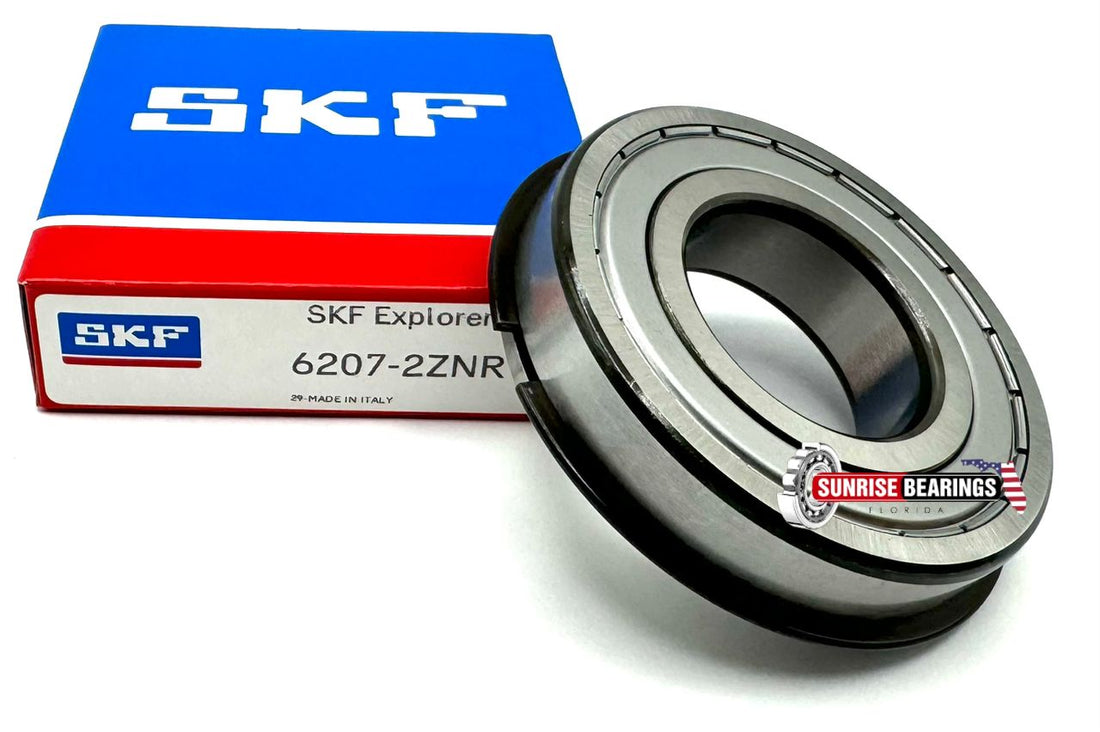 SKF 6207 ZZ NR BALL BEARING, METAL SHIELDED BOTH SIDES + SNAP RING 35x72x17 mm