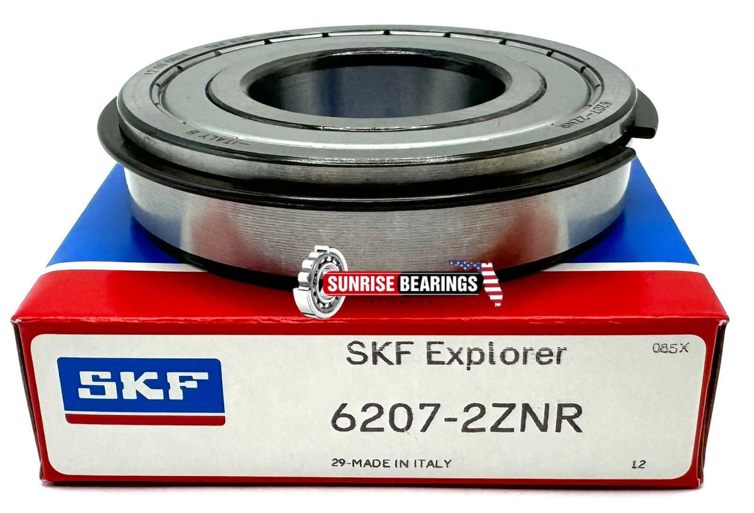 SKF 6207 ZZ NR BALL BEARING, METAL SHIELDED BOTH SIDES + SNAP RING 35x72x17 mm
