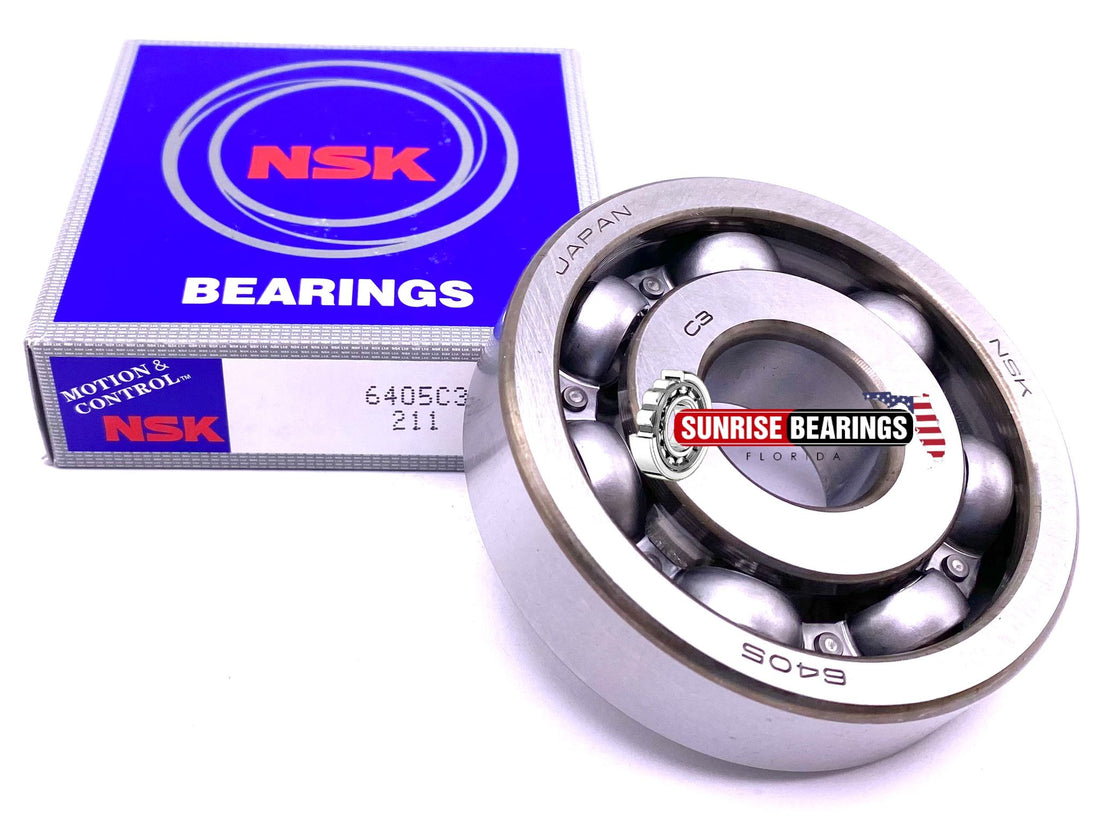 NSK JAPAN 6405 C3 Deep Groove Ball Bearing, Open Type, No Seals 25x80x21 mm