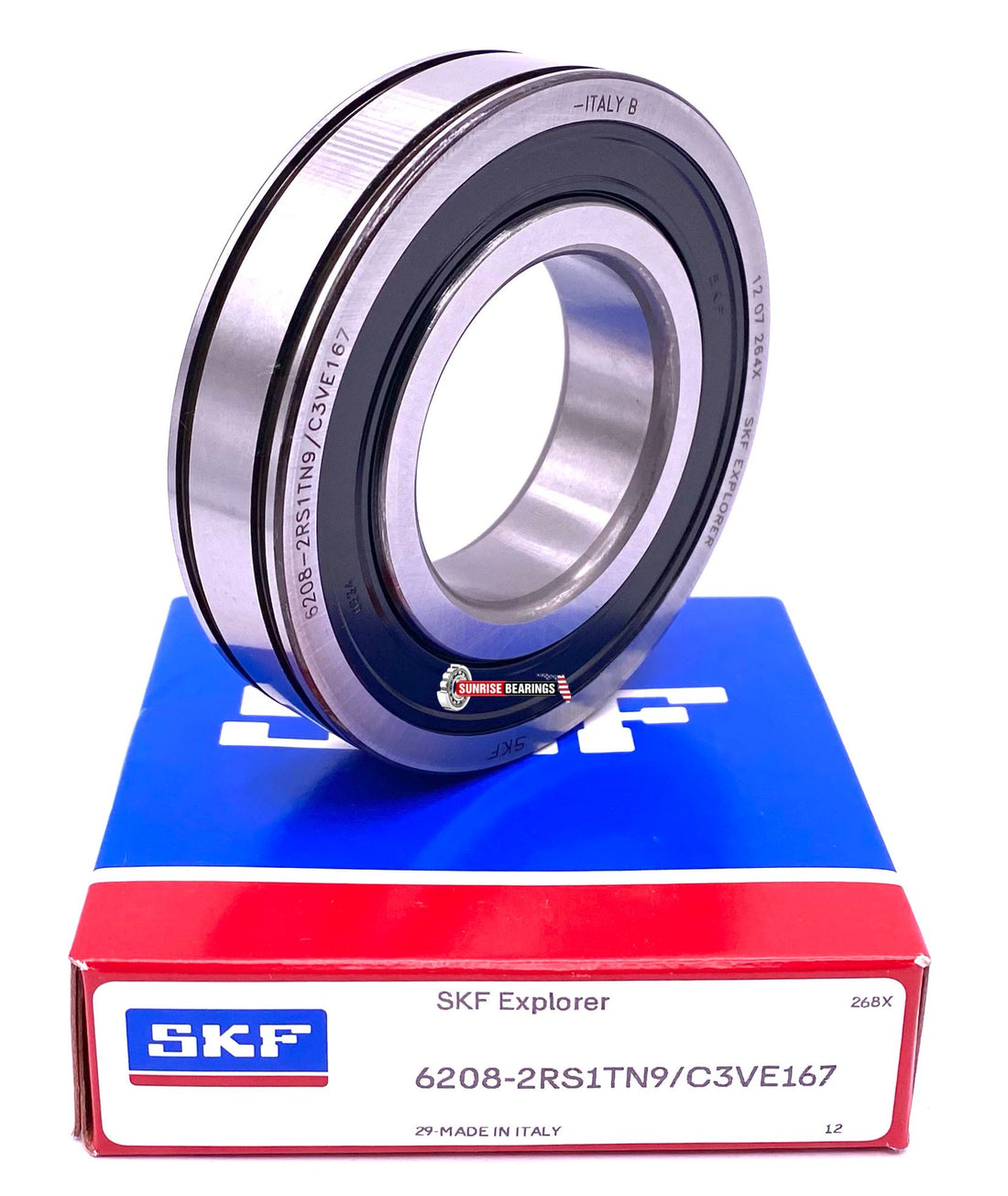 SKF 6208 2RS1 TN9 C3 VE167 Deep Groove Ball Bearing, Rubber Sealed 40x80x18 mm