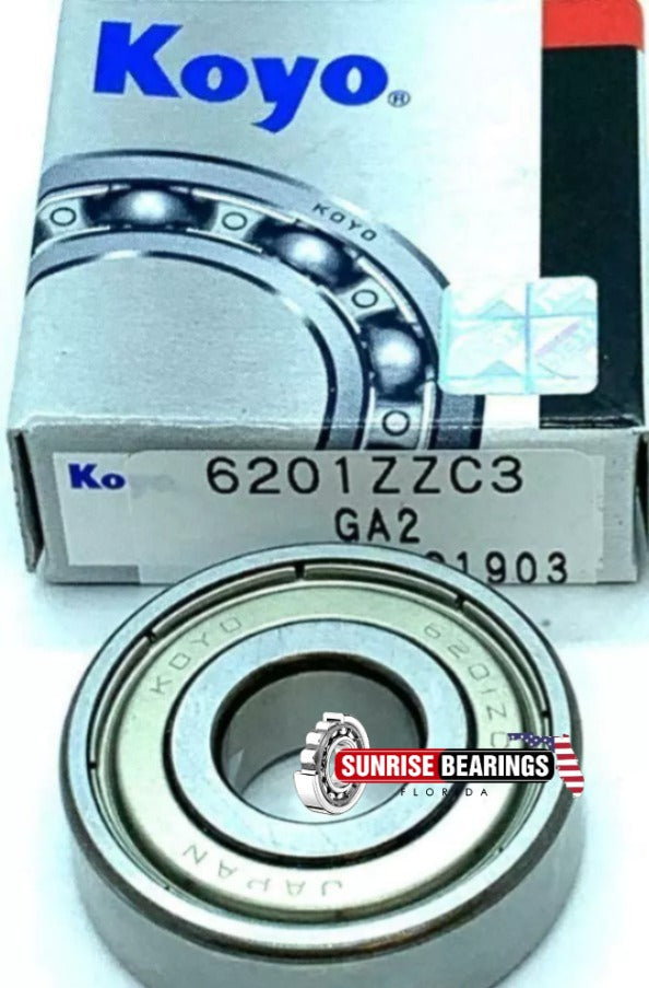 KOYO Japan 6201 ZZ Deep Groove Ball Bearing, Metal Shielded 12x32x10 mm