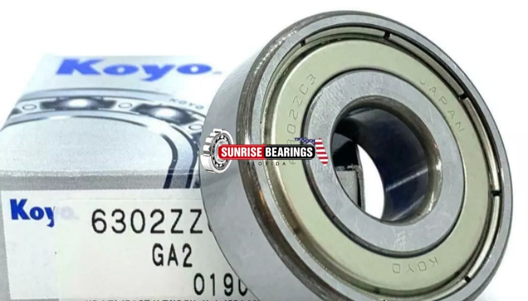 KOYO Japan 6302 ZZ C3 Deep Groove Ball Bearing, Metal Shielded 15x42x13 mm