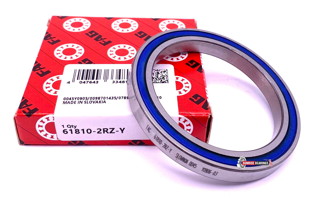 FAG 61810 2RZ Y Deep Groove Ball Bearing, Rubber Sealed 6810 50x65x7 mm